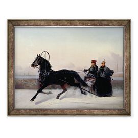 Tablou inramat - Nikolai Egorevich Sverchkov - imparatul Nicolae I 1796-1855 Conducerea intr-o sanie - - Roveli