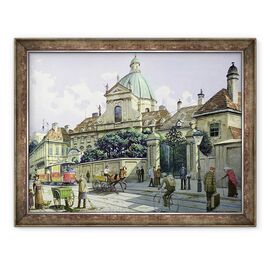Tablou inramat - Richard Pokorny - Sub Palatul Belvedere din Viena - - Roveli