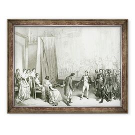 Tablou inramat - Emile Lassalle - Napoleon I 1769-1821 Vizitand Studioul lui David 1748-1825, 4 ianuarie 1808 - - Roveli