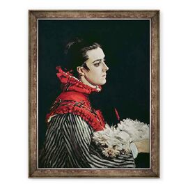 Tablou inramat - Claude Monet - Camille Monet 1847-79 intr-o pelerina rosie - - Roveli