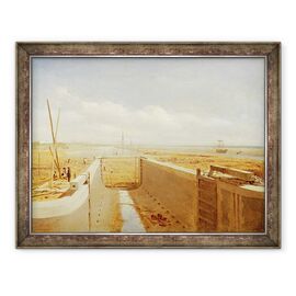 Tablou inramat - Benjamin Williams Leader - Canal in constructie, posibil Canalul Bude - - Roveli