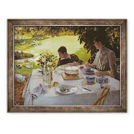 Tablou inramat - Joseph de Nittis - Mic dejun in gradina - - Roveli