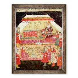 Tablou inramat - Scoala Islamica - Scena harem, ilustrare din Shahnama Cartea Regilor - - Roveli