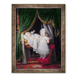 Tablou inramat - Louis Hersent - Henri-Charles-Ferdinand de Artois 1820-83 Duce de Bordeaux si sora sa Louise-Marie-Therese de Artois 1819-64 la Tuileries - - Roveli