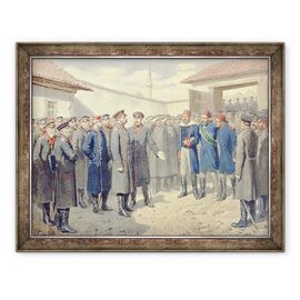 Tablou inramat - Aleksei Danilovich Kivshenko - Caderea Plevnei, Ranitii Osman-Pashah inaintea lui Alexandru al II-lea 1818-1881 - - Roveli