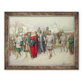 Tablou inramat - Aleksei Danilovich Kivshenko - Alaturarea Marelui Novgorod, Novgorodienii care pleaca la Moscova - - Roveli