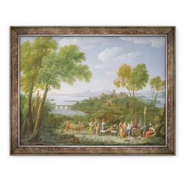 Tablou inramat - Hendrik van Lint - Un peisaj italian extins cu un sacrificiu - - Roveli