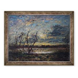 Tablou inramat - Auguste Francois Ravier - Peisaj la marginea localitatii Cremieu - - Roveli