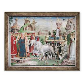 Tablou inramat - Francesco del Cossa - Triumful Minervei, Martie, din Camera Lunilor, detaliu al carului si al grupului de savanti - - Roveli