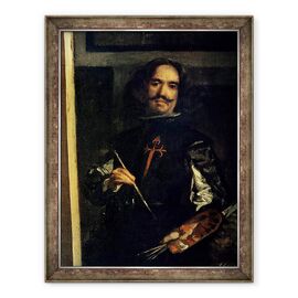 Tablou inramat - Diego Rodriguez de Silva y Velazquez - Las Meninas sau Familia lui Filip al IV-lea, detaliu al artistului la sevaletul sau - - Roveli