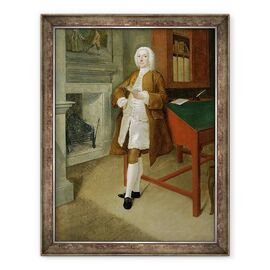 Tablou inramat - Anthony Devis - Un om necunoscut intr-o biblioteca - - Roveli