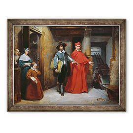 Tablou inramat - Claude Jacquand - Un cardinal in cautarea lui Ribera in studioul sau din Napoli - - Roveli