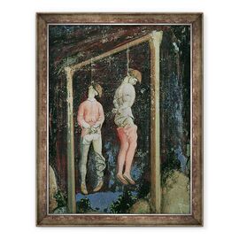 Tablou inramat - Antonio Pisanello - Sfantul Gheorghe si Printesa de Trebisond, detaliu a doi barbati spanzurati din partea stanga - - Roveli