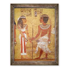 Tablou inramat - Egyptian 18th Dynasty - Tutankhamon c.1370-1352 i.Hr. si sotia sa, Ankhesenamun, din mormantul sau - - Roveli
