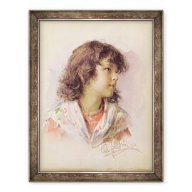 Tablou inramat - Ludwig Passini - Capul unei fete - - Roveli