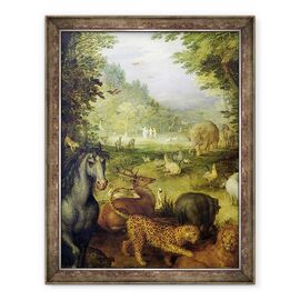 Tablou inramat - Jan Brueghel the Elder - Pamantul, sau Paradisul pamantesc, detalii ale animalelor - - Roveli