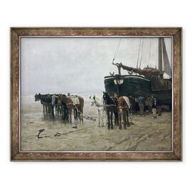 Tablou inramat - Anton Mauve - Barca pe plaja de la Scheveningen - - Roveli