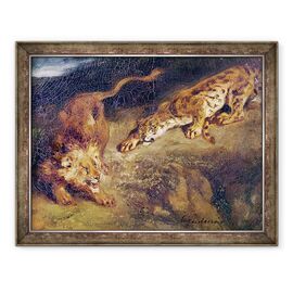 Tablou inramat - Ferdinand Victor Eugene Delacroix - Tigru si leu - - Roveli