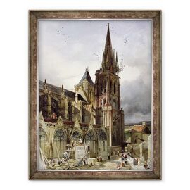 Tablou inramat - Adrien Dauzats - Restaurarea Bisericii Abbey din St Denis in 1833 - - Roveli
