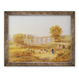 Tablou inramat - John Wilson Carmichael - Corby Viaduct, Calea Ferata Newcastle si Carlisle - - Roveli