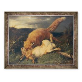 Tablou inramat - Johann Baptist Hofner - Vulpe si iepure - - Roveli