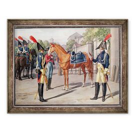 Tablou inramat - Scoala franceza - Ofiter si garda a Garzii Regale in 1826 - - Roveli