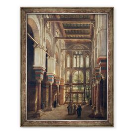 Tablou inramat - Adrien Dauzats - Interiorul Moscheea El Mooristan din Cairo - - Roveli