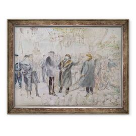 Tablou inramat - Scoala franceza - Plecarea lui Leon Michel Gambetta 1838-82 in balon LArmand-Barbes - - Roveli