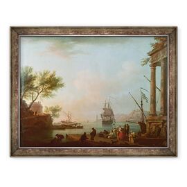Tablou inramat - Claude Joseph Vernet - Portul maritim, rasarit de soare - - Roveli