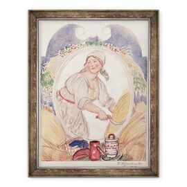 Tablou inramat - Boris Mikhailovich Kustodiev - Reaper, studiu pentru decorarea pietei Ruzheinaya Rifle din Petrograd - - Roveli