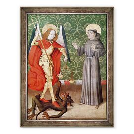Tablou inramat - Scoala franceza - Sfantul Mihail si Sfantul Francisc de Assisi - - Roveli
