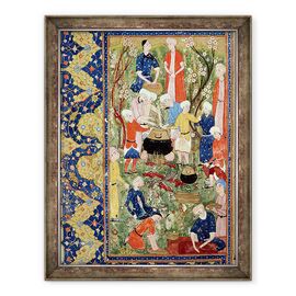 Tablou inramat - Scoala Persana - Pregatirea unei mese, ilustratie dintr-un poem epic de Hafiz Shirazi - - Roveli