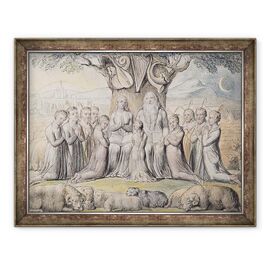 Tablou inramat - James Thomas Linnell - Ilustratii din Cartea lui Iov, pl.2 pagina 1, Iov si familia sa - - Roveli