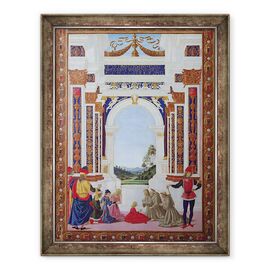Tablou inramat - Fiorenzo di Lorenzo - Sfantul Bernardino din Siena 1380-1444 resuscitand o fata tanara inecata intr-o fantana - - Roveli