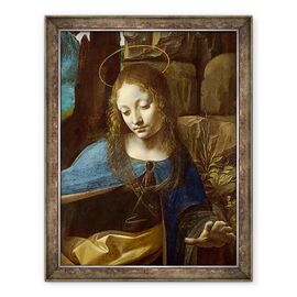Tablou inramat - Leonardo da Vinci - Detaliu al Capului Fecioarei, de la Fecioara Stancilor Fecioara cu Pruncul Sfant Ioan adorand Pruncul Hristos insotit de un inger detaliu - - Roveli