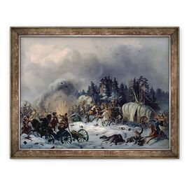 Tablou inramat - Bogdan Willewalde - Scena din razboiul ruso-francez din 1812 - - Roveli