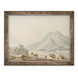 Tablou inramat - Thomas Sunderland - Muntele Rigi si Castelul Antic din Hapsbourg pe lacul Lucerna - - Roveli