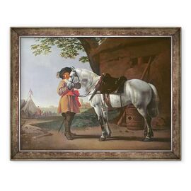 Tablou inramat - Abraham van Calraet - Un cavaler cu un cal gri - - Roveli