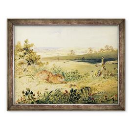 Tablou inramat - Newton Fielding - Iepurele intr-un peisaj - - Roveli