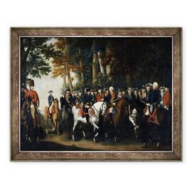 Tablou inramat - Scoala germana - intoarcerea regelui Frederic al II-lea de la Preussen von Manoever - - Roveli