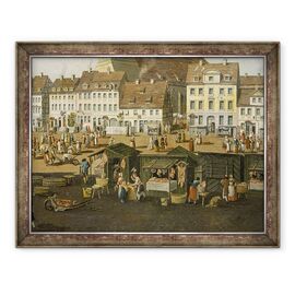 Tablou inramat - Carl Traugott Fechhelm - Noua piata din Berlin cu Marienkirche c.1770 - - Roveli
