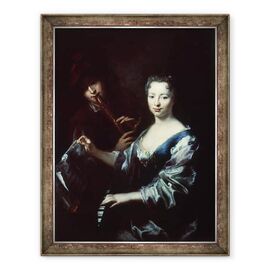 Tablou inramat - Antoine Pesne - Doamna jucand un spinet si un flautist - - Roveli