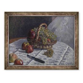 Tablou inramat - Alfred Sisley - Mere si struguri intr-un cos - - Roveli