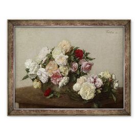 Tablou inramat - Ignace Henri Jean Fantin-Latour - Trandafiri intr-un castron si vas - - Roveli
