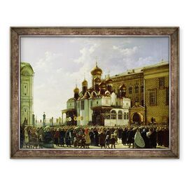 Tablou inramat - Karl-Fridrikh Petrovich Bodri - Procesiune de Paste la Catedrala Maria Buna Vestire din Moscova - - Roveli