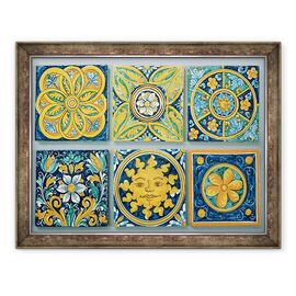 Tablou inramat - Scoala Italiana - Placi ceramice in stilul tipic Caltagirone - - Roveli