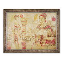 Tablou inramat - Etruscan - Femeie la toaleta ei, scena funerara, perioada Samnite - - Roveli