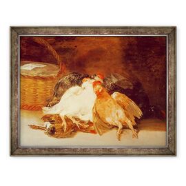 Tablou inramat - Francisco Jose de Goya y Lucientes - Natura moarta cu gaini moarte si un cos de rachita - - Roveli