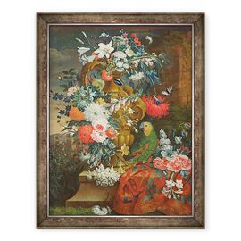 Tablou inramat - Jean Picart - Buchet de flori si papagal - - Roveli