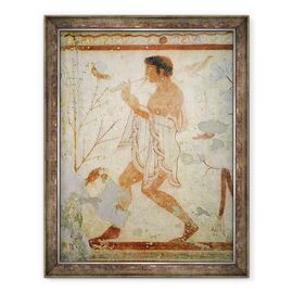 Tablou inramat - Etruscan - Muzician cantand un flaut dublu, din mormantul tricliniului - - Roveli